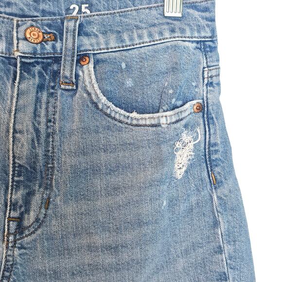 J. Crew Blue Denim Slim Distressed Cut Off Re-Imagined Jean Shorts - Picture 3 of 6